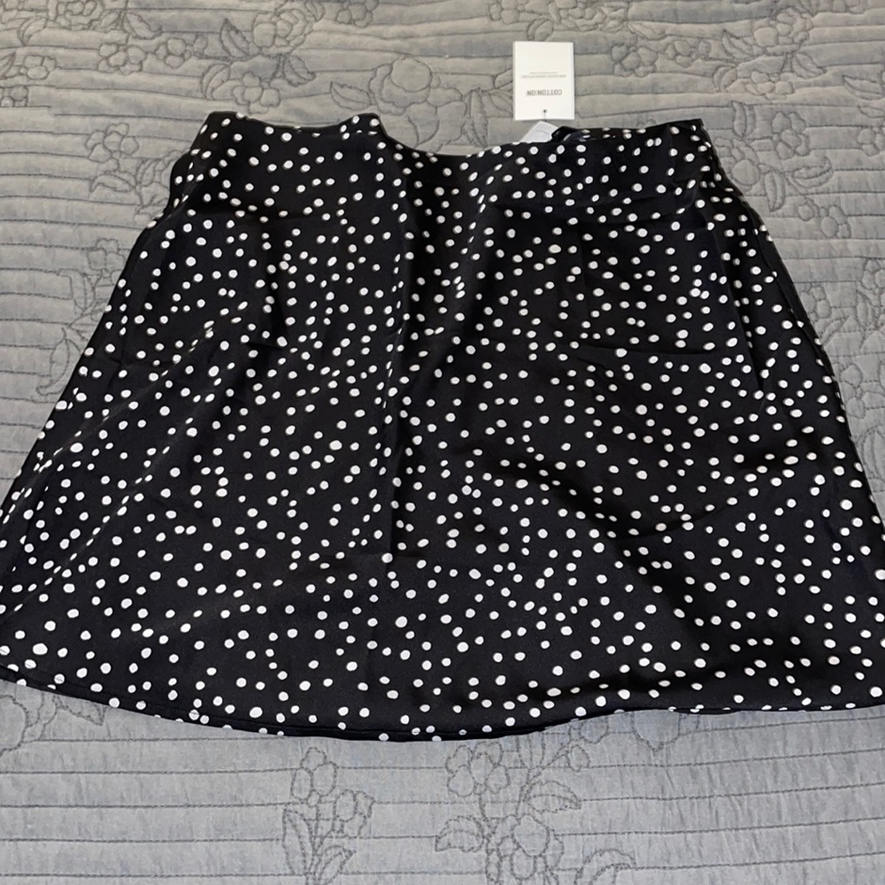 Cotton On black polka dot slip mini skirt